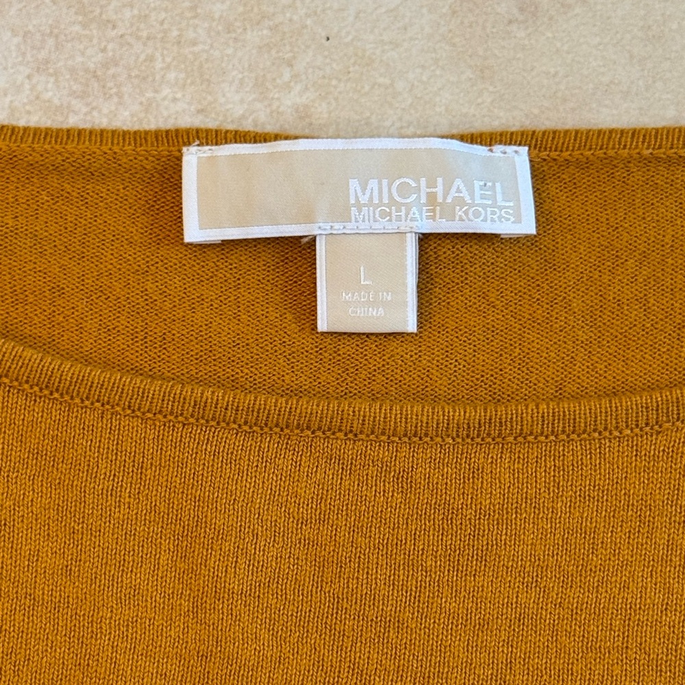 Michael Kors Size Large - Mustard Knit Top Women's Sweater - Picture 4 of 5